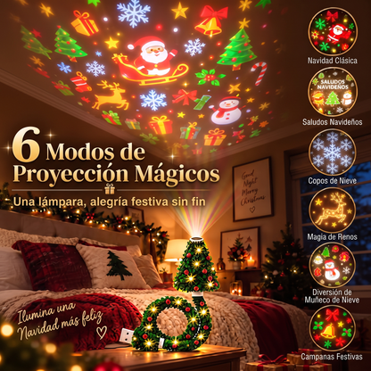Árbol proyector navideño con 6 escenas mágicas