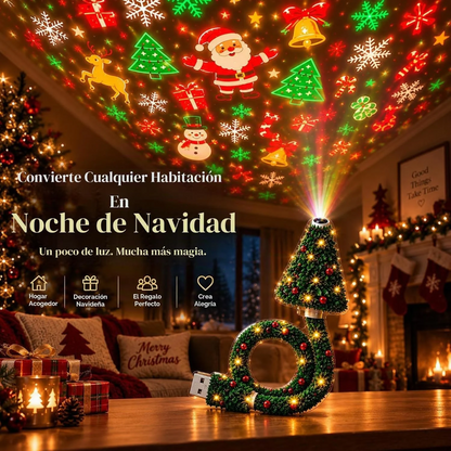 Árbol proyector navideño con 6 escenas mágicas